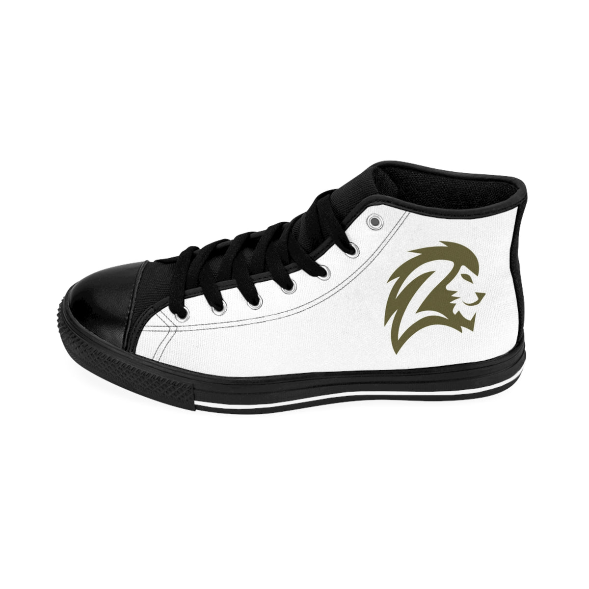 Women's High-Top Sneakers — Classic Casual Canvas Shoes with Subtle Lion Emblem