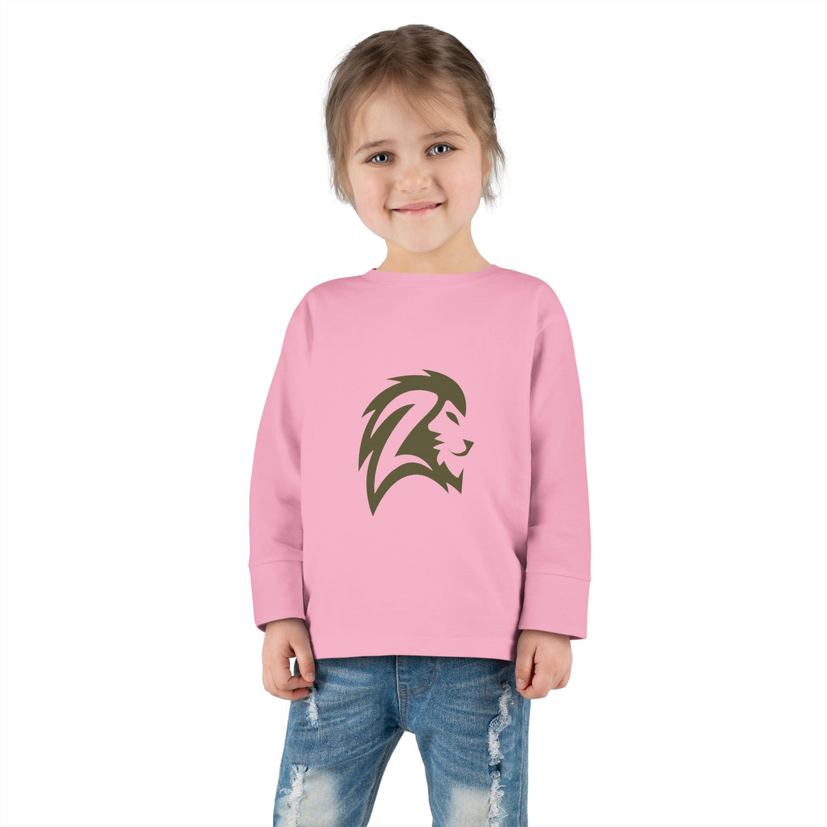 Toddler Long Sleeve Tee — Gold Lion Head Graphic Kids Shirt