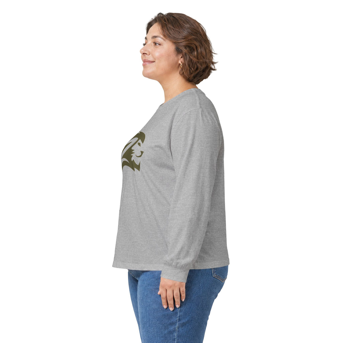 Lion Head Long Sleeve Tee — Minimalist Athletic Crew Shirt