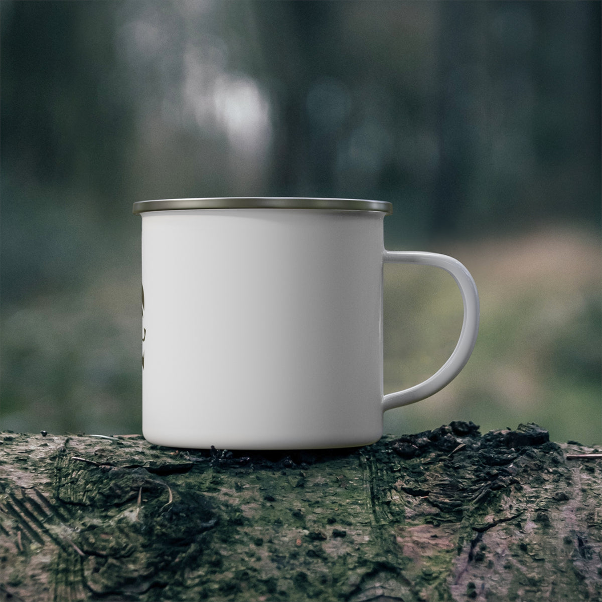 Lion Head Enamel Camping Mug – Rustic Outdoor Coffee Cup