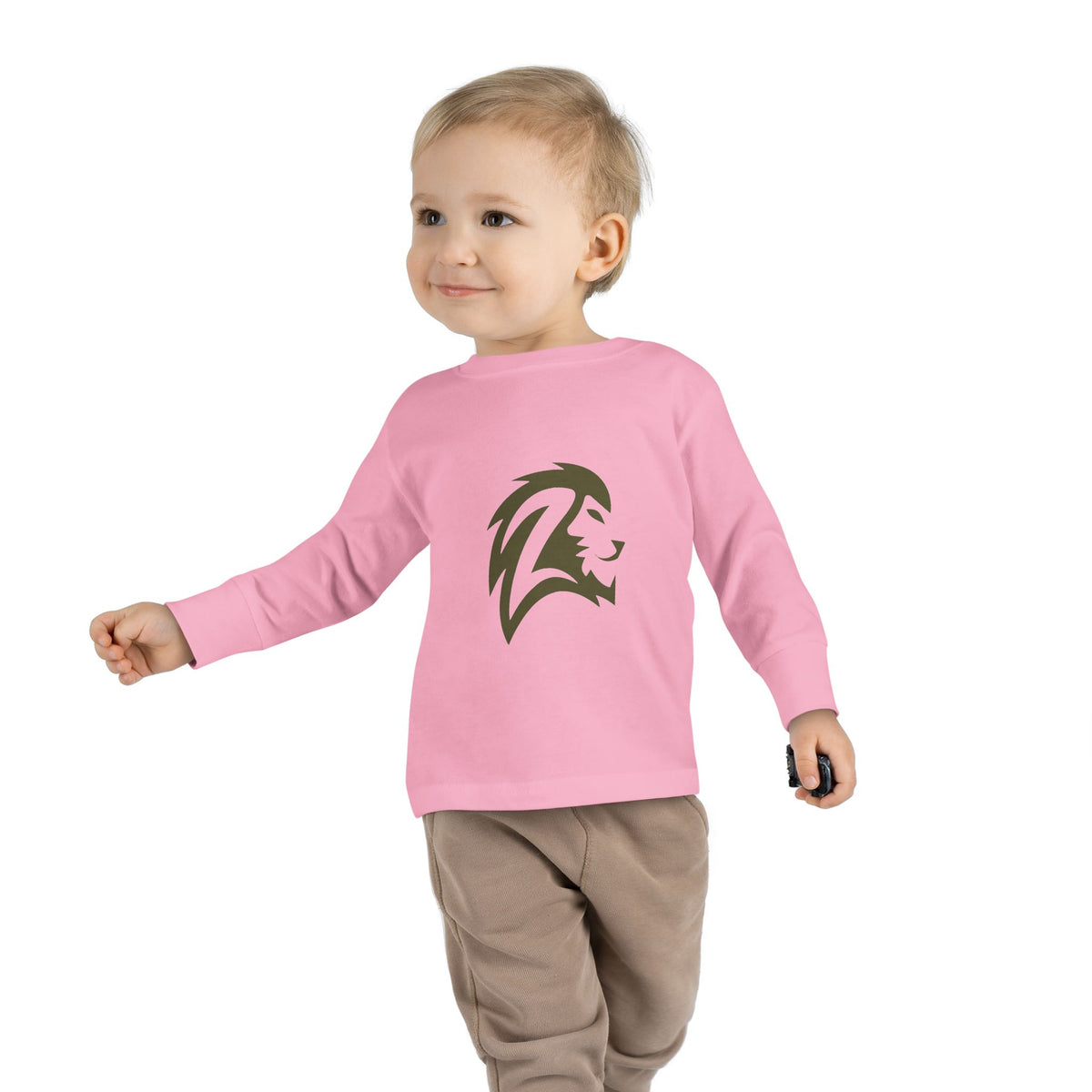 Toddler Long Sleeve Tee — Gold Lion Head Graphic Kids Shirt