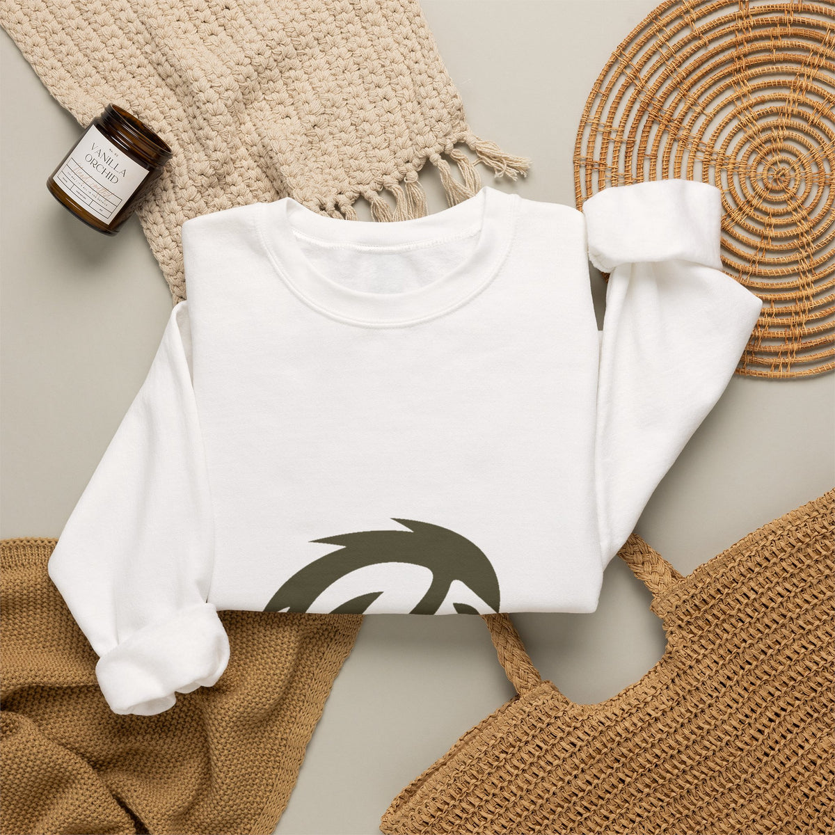 Lion Head Crewneck Sweatshirt — Minimal Bold Mascot Design - Unisex