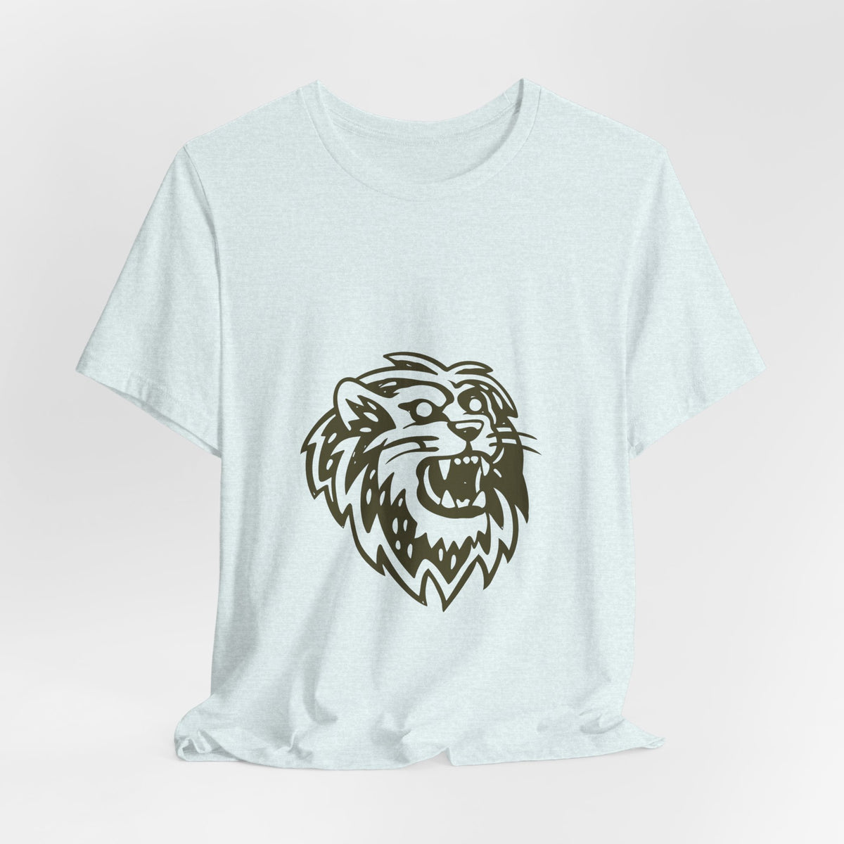 Roaring Lion Head Graphic Tee - Bold Vintage Mascot T-Shirt