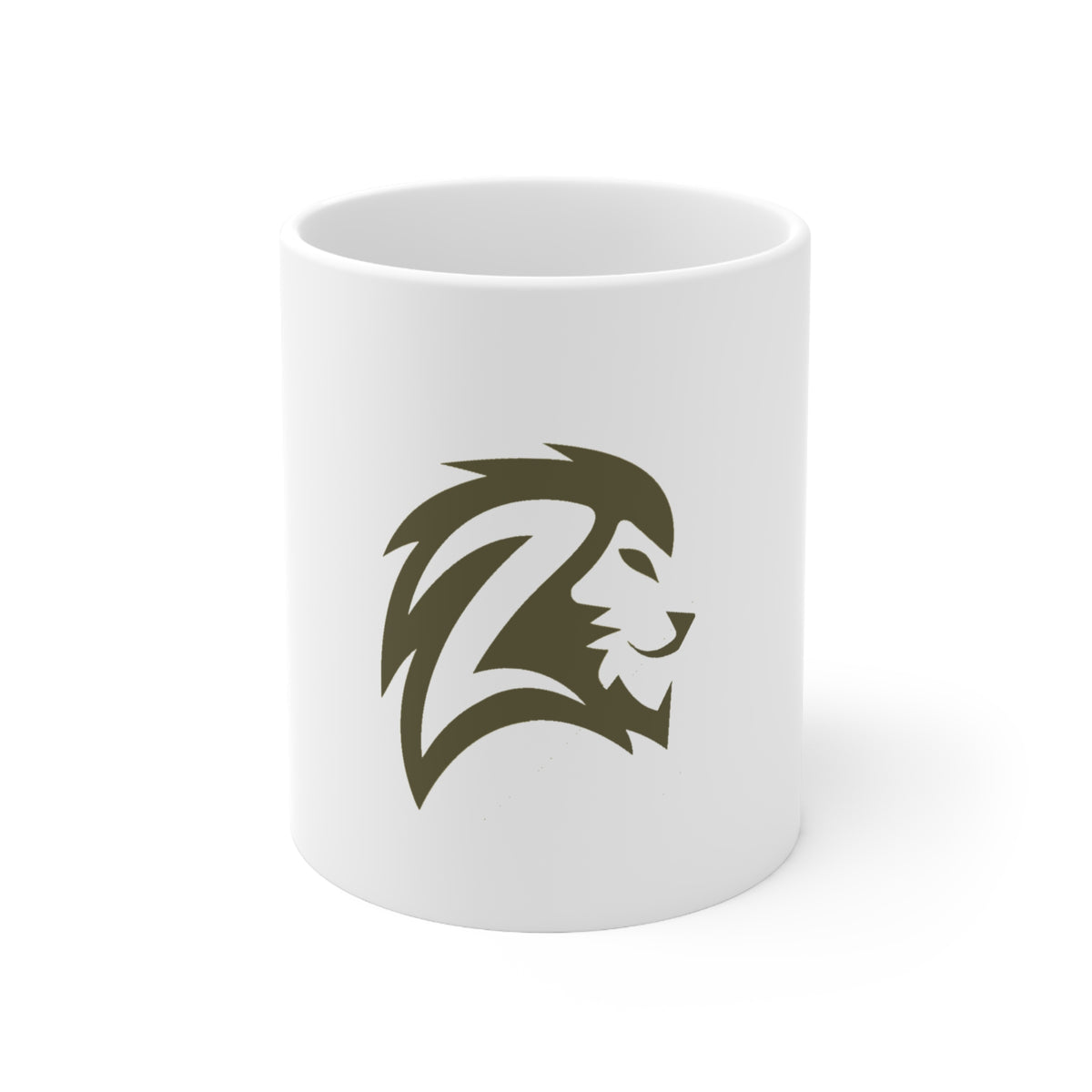 Lion Head Ceramic Coffee Mug — Minimalist Bold Lion Logo, 11oz & 15oz
