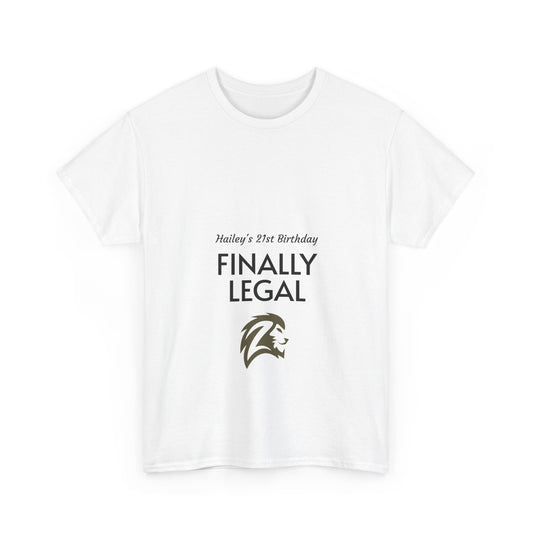 21st Birthday Tee — “Finally Legal” Personalized Party Shirt