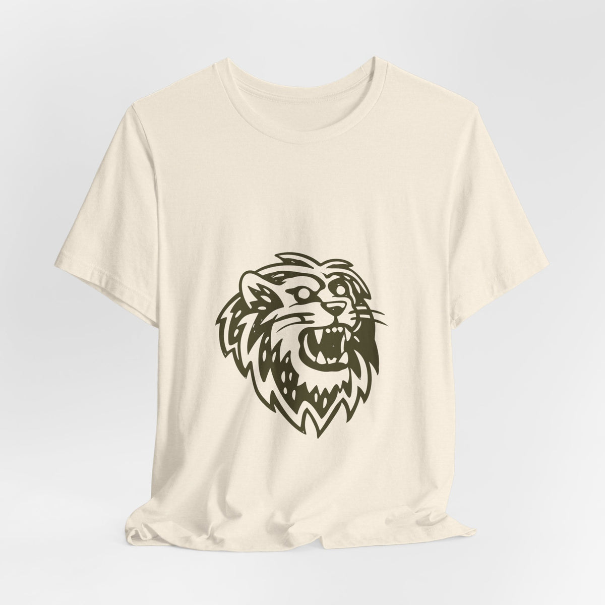 Roaring Lion Head Graphic Tee - Bold Vintage Mascot T-Shirt