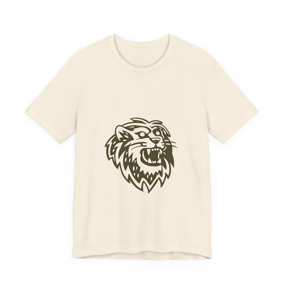 Roaring Lion Head Graphic Tee - Bold Vintage Mascot T-Shirt