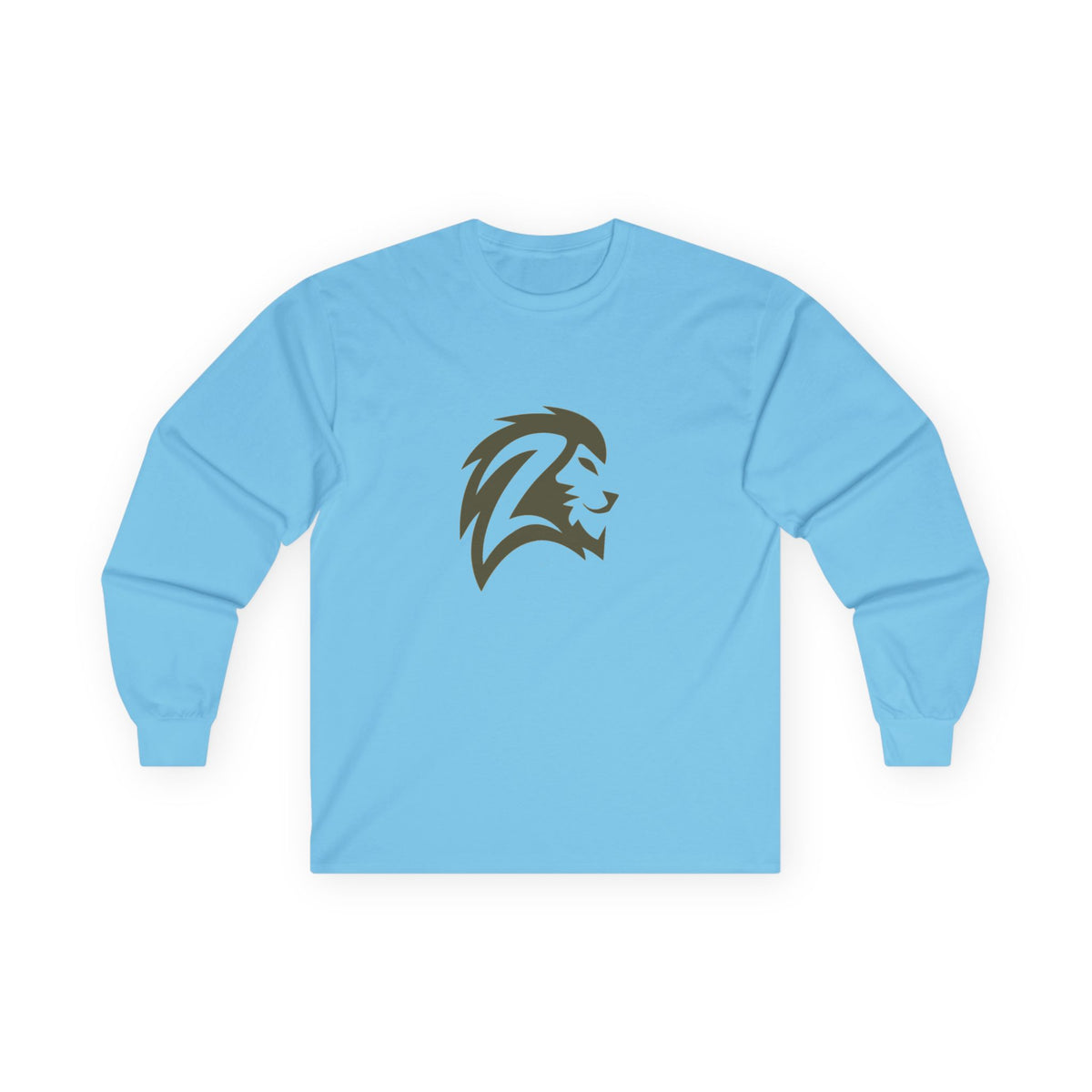 Lion Head Long Sleeve Tee — Minimalist Athletic Crew Shirt