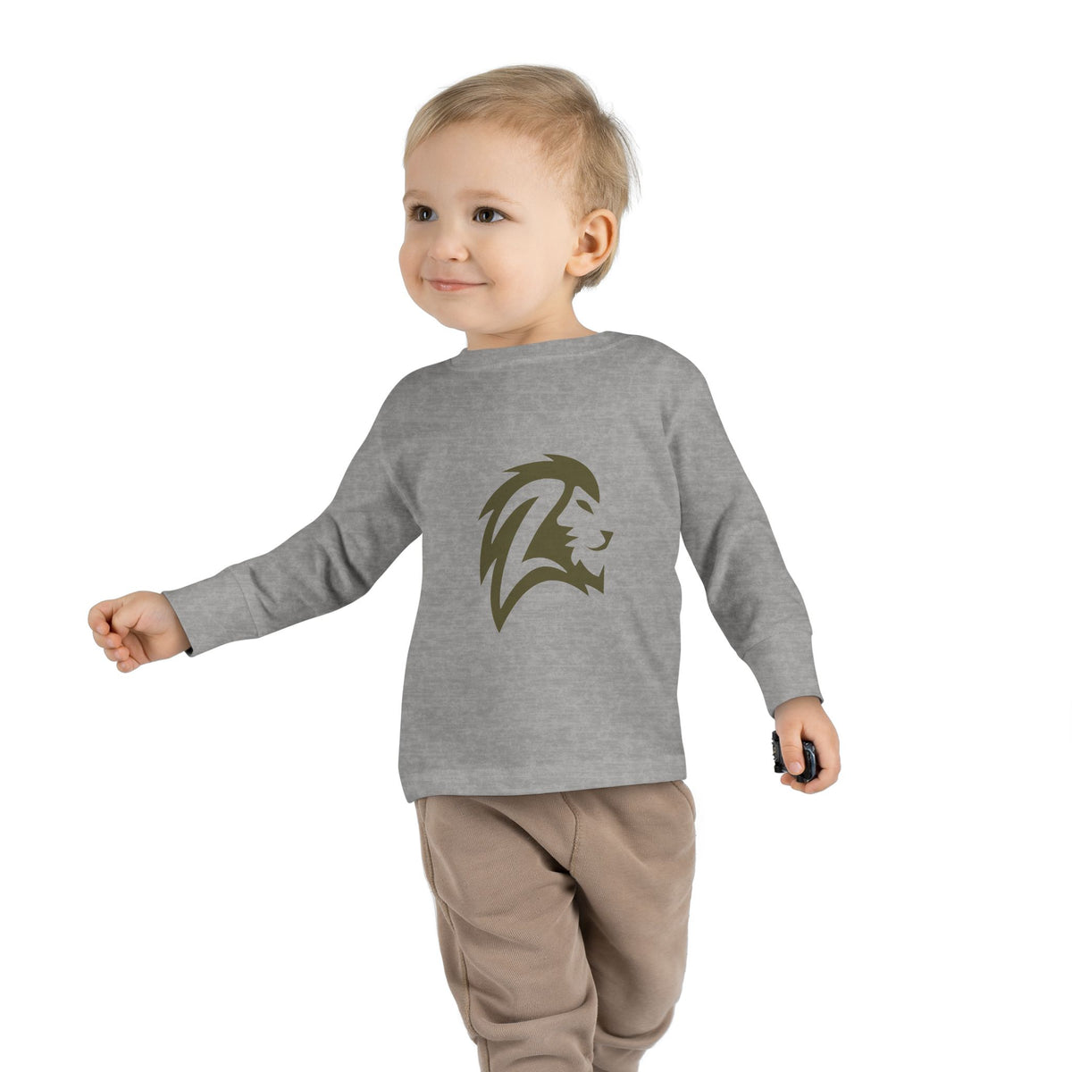 Toddler Long Sleeve Tee — Gold Lion Head Graphic Kids Shirt