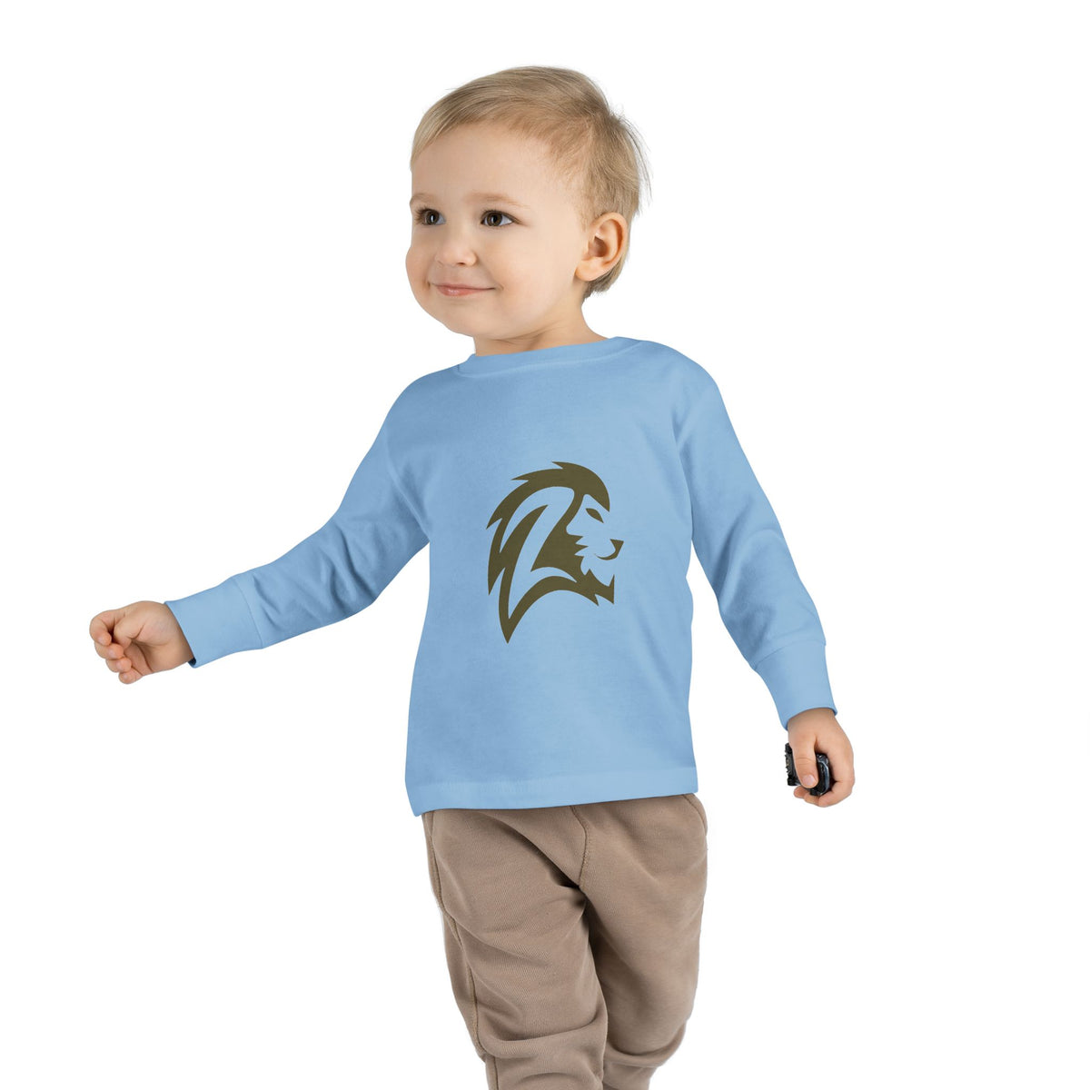 Toddler Long Sleeve Tee — Gold Lion Head Graphic Kids Shirt