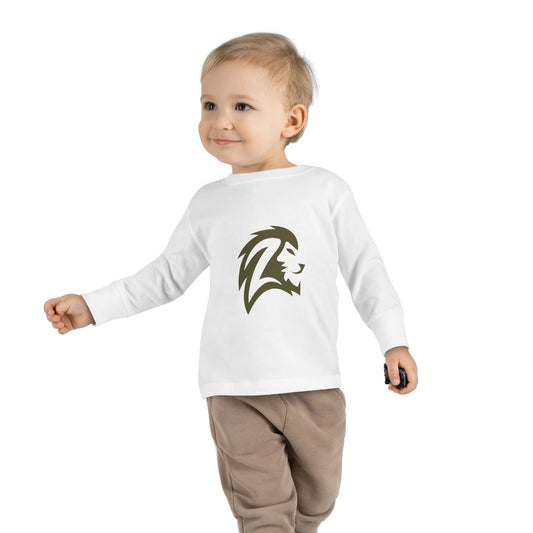 Toddler Long Sleeve Tee — Gold Lion Head Graphic Kids Shirt