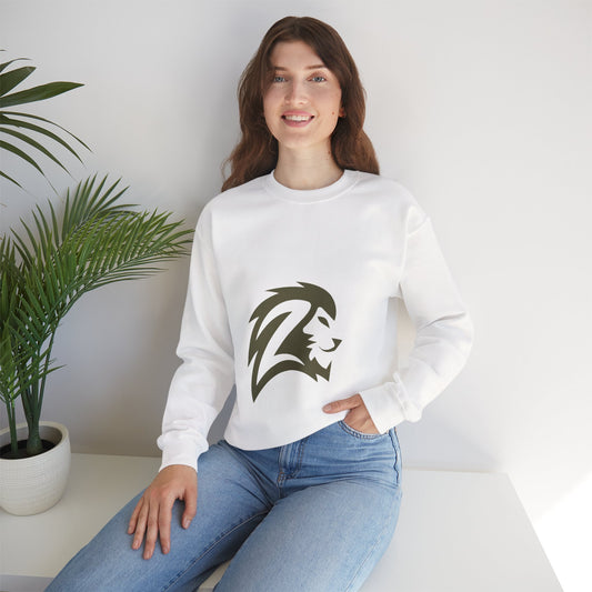 Lion Head Crewneck Sweatshirt — Minimal Bold Mascot Design - Unisex