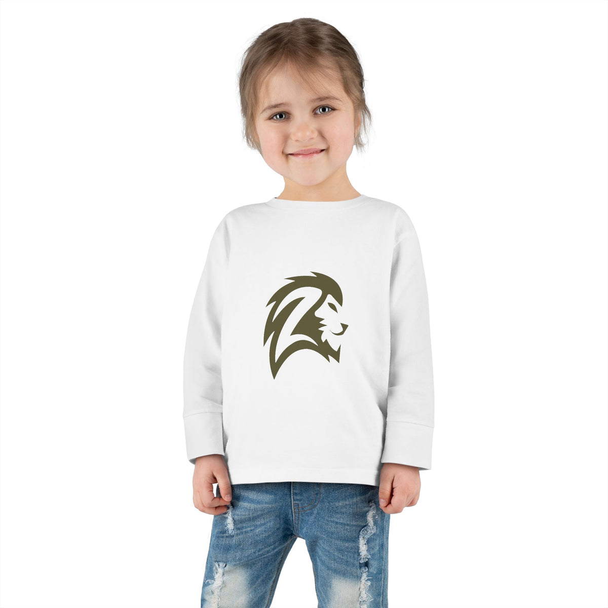 Toddler Long Sleeve Tee — Gold Lion Head Graphic Kids Shirt
