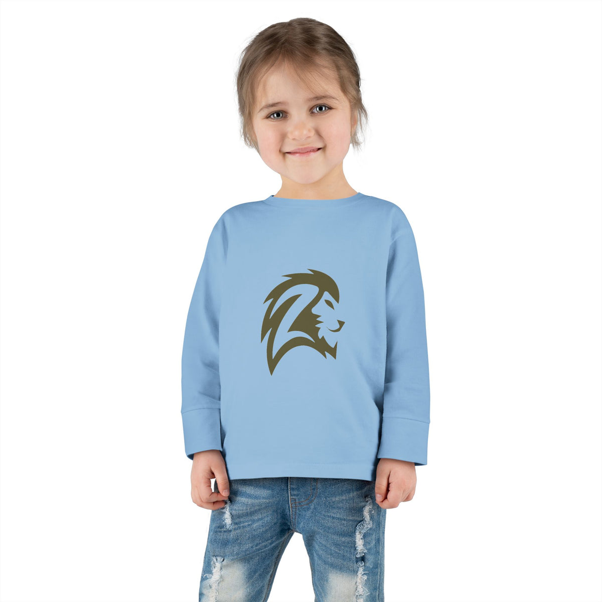 Toddler Long Sleeve Tee — Gold Lion Head Graphic Kids Shirt
