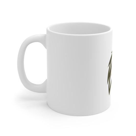 Lion Head Ceramic Coffee Mug — Minimalist Bold Lion Logo, 11oz & 15oz