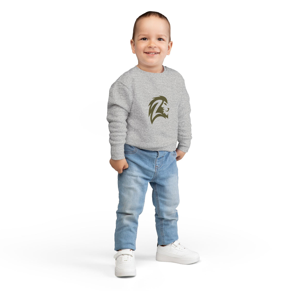 Toddler Sweatshirt — Minimalist Lion Head Graphic Kids Pullover