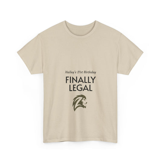 21st Birthday Tee — “Finally Legal” Personalized Party Shirt
